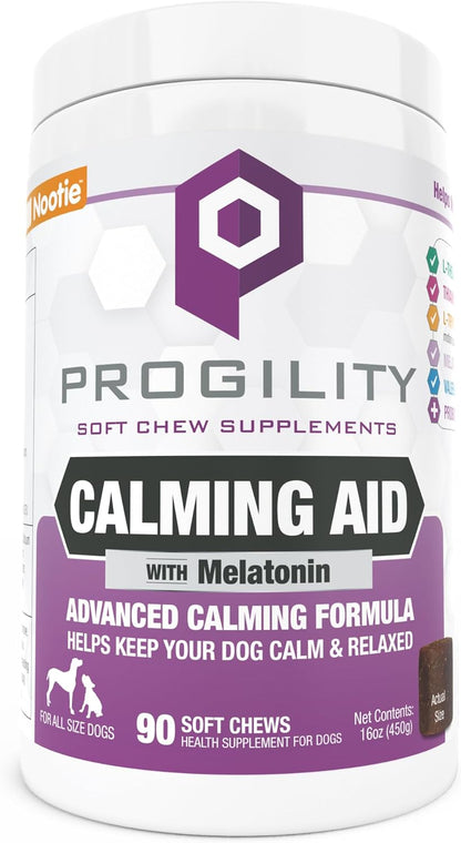 Progility Calming Aid with Melatonin for Dogs, Stress & Situational Support | 90 Soft Chews, Supports Calm Behavior for Storms, Fireworks, Travel, Vet Visits, Easy to Serve Daily Supplement1