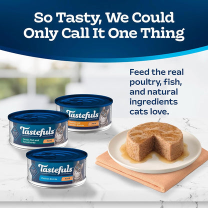 Blue Buffalo Tastefuls Wet Cat Food Paté Variety Pack (Chicken, Turkey & Chicken, Ocean Fish & Tuna) for Adult Cats, Made with Natural Ingredients, 5.5-Oz. Each (24 Cans)4