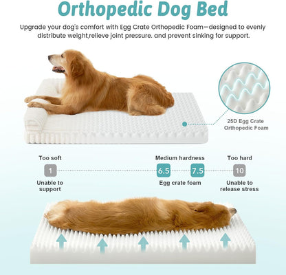 COZY KISS Ultra Soft Faux Rabbit Fur Dog Bed for Small Dogs – 30"X20" Orthopedic Foam Couch, Removable Washable Cover & Waterproof Lining, Cream5