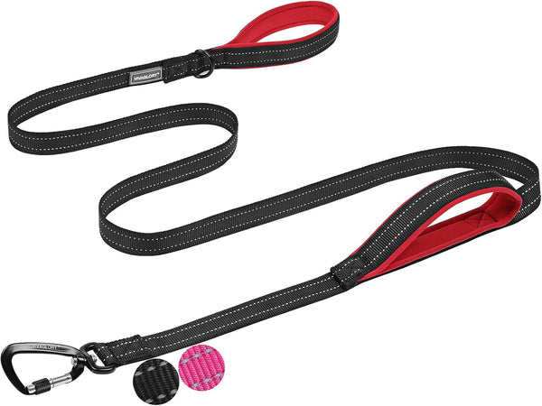 VIVAGLORY Double Handle Dog Leash Twingrip, 6Ft X 1In, Navy | Dog Leash for Collar with Traffic Handle & 2 Loop for Walking & Training, Traffic Control Reflective Heavy Duty Puppy Pet31