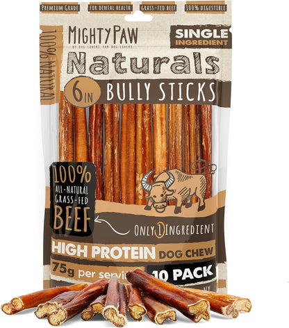 Mighty Paw 12" Bully Sticks for Dogs - Large, Medium and Small Breeds Chew | Single Ingredient, Grass-Fed, Lower Odor, 5 Pack, High Protein, Boredom Buster, All-Natural Sticks14