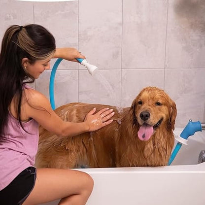 Rinseroo Slip-On Bathtub Faucet Sprayer Attachment. Ultra-Flex Dog Shower Hose Adapter Portable Hose Attachment with Sprayer Pet Showerhead Attach Tub Spout 5 Foot Hose. No Install for Speedy Washing1