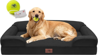 Waterproof Orthopedic Dog Bed for Extra Large Sized Dogs | Memory Foam Pet Bed Sofa with Bolster, Dog Couch with Washable Cover & Non-Slip Bottom, 42X30 Inch, Grey26