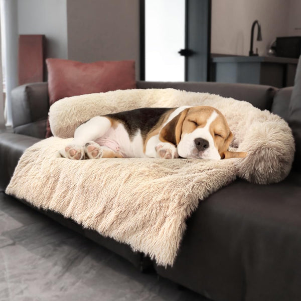 Calming Dogs/Cats Bed Mats, Dog Pad Washable Removable Couch Cover, Plush Long Fur Mat for Pets, Waterproof Lining, Perfect for Small, Medium and Large Dogs and Cats (Gradient Gray, 36"X31")42