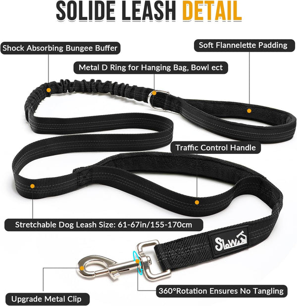 Slowton No Pull Dog Harness - Heavy Duty Dog Harness and Leash Set for Medium Large Dogs, Reflective Tactical Harness with Soft Padded and Front Clip for Easy Walk and Training (Black L)4