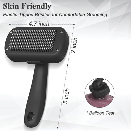 Dipoo Self Cleaning Shedding Brush - Skin Friendly Grooming Tool for Dogs, Cats, and Puppies, Deshedding and Hair Removal for Long and Short Haired Pets, Black4