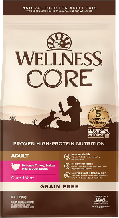 Wellness CORE+ Adult Dry Cat Food for Indoor Cats, Natural, Grain Free Kibble, Chicken, Turkey and Chicken Meal Recipe, 5 Lb Bag13