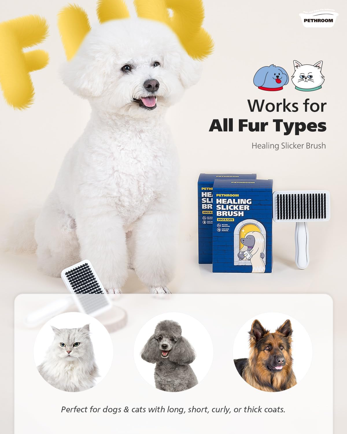 pethroom-self-cleaning-slicker-brush-for-dogs-cats-gentle-grooming-deshedding-tool-removes-mats-tangles-skin-friendly-coated-tips-one-touch-hair-removal-button