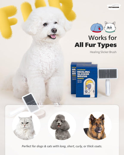 PETHROOM Self-Cleaning Slicker Brush for Dogs & Cats – Gentle Grooming & Deshedding Tool, Removes Mats & Tangles, Skin-Friendly Coated Tips, One-Touch Hair Removal Button8