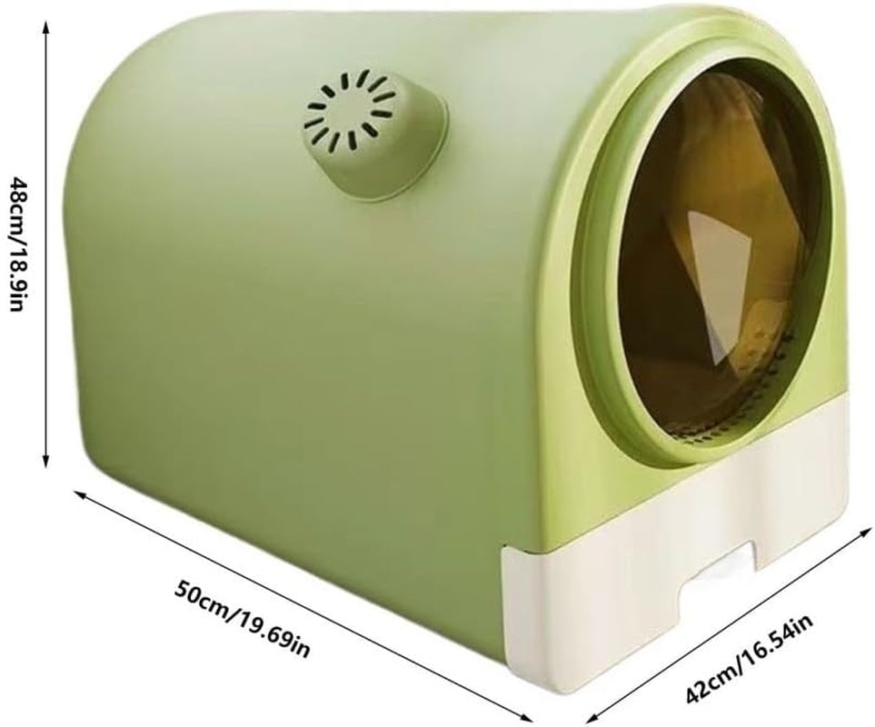 pet-supplies-enclosed-cat-litter-box-with-lid-scoop-splash-proof-large-pan-easy-cleangreen