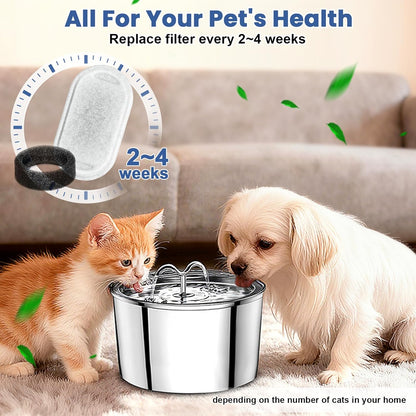 Cat Water Fountain Filters Replacement, 16 Pcs Pet Water Fountain Filter with 16 Pcs Foam Sponges for 67Oz/2L & 108Oz/3.2L Stainless Steel Pet Cat Water Fountain Dispenser Filters6