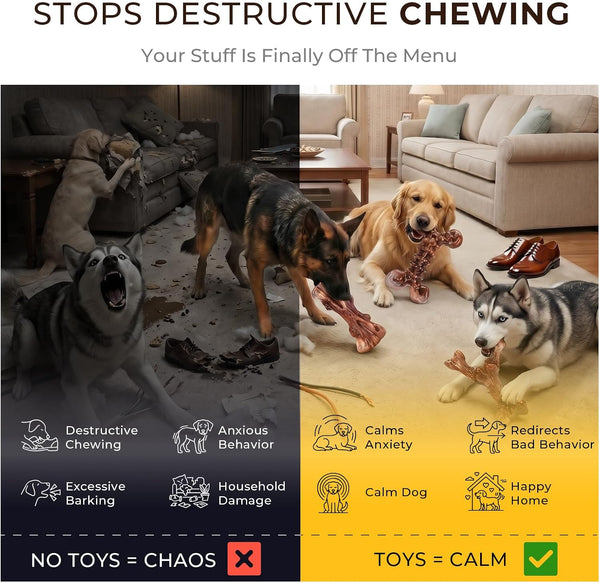 Kseroo 3-Pack Indestructible Dog Chew Toys for Aggressive Chewers, 25-90Lbs | Bacon Flavored Rock-Hard Solid Nylon Dog Bones for Medium & Large Breeds, Keeps Them Busy, Dental Textured, Long Lasting - XL6