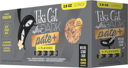 Tiki Cat after Dark Pate+ Wet Cat Food, Variety Pack, 2.8 Oz. Cans (Pack of 12)1