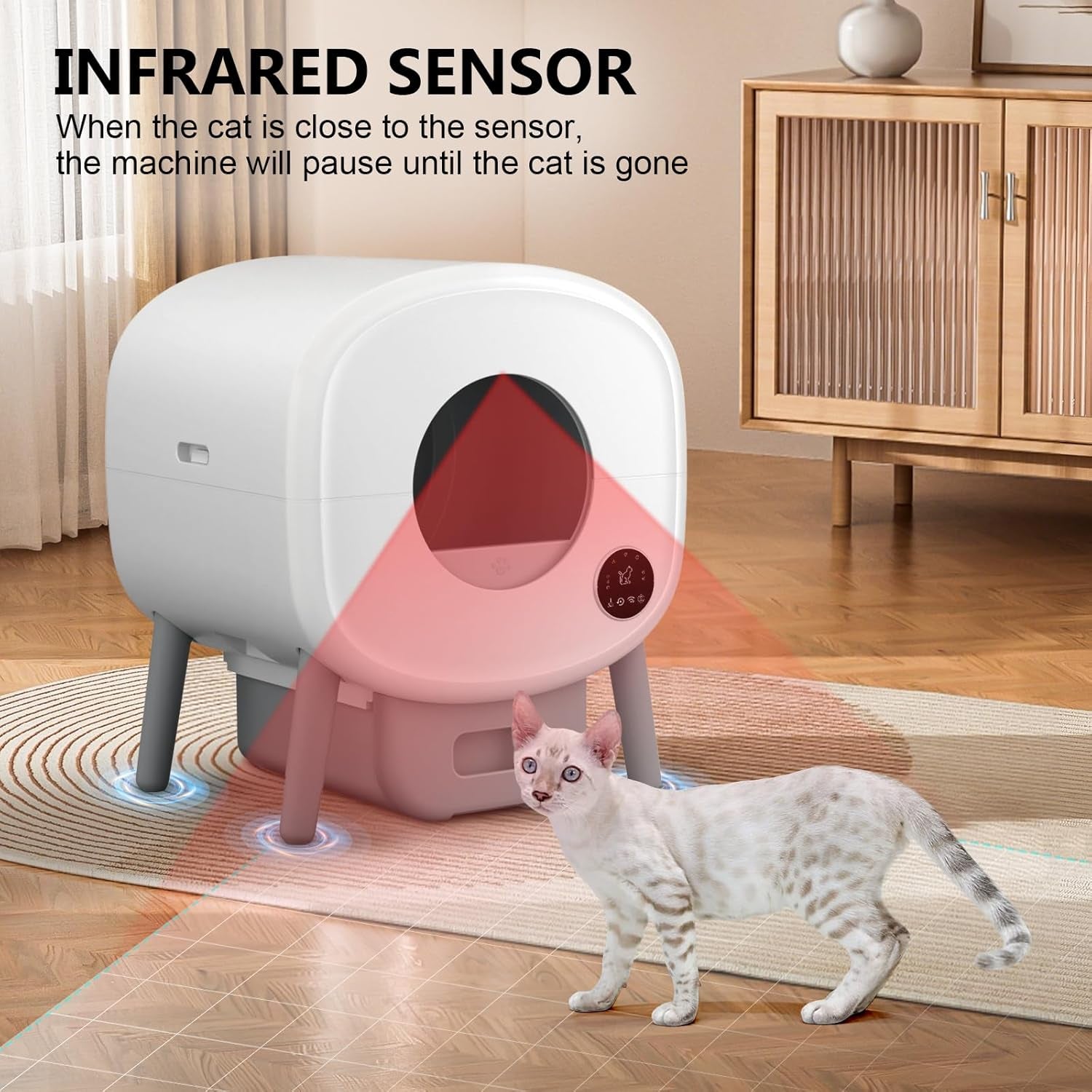 cumrige-self-cleaning-litter-box-large-capacity-automatic-cat-litter-box-self-cleaning-for-cats-app-control-safety-protection-2-roll-garbage-bags-white-grey