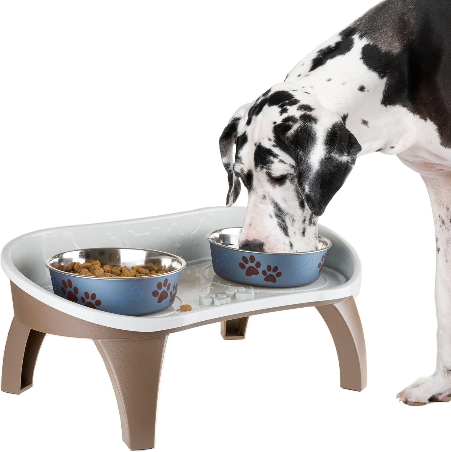 elevated-pet-feeding-tray-21-x-11-x-8-5-raised-dog-bowl-stand-with-splash-guard-and-non-skid-feet-comfortable-mealtime-for-dogs-and-cats-by-petmaker-brown-gray