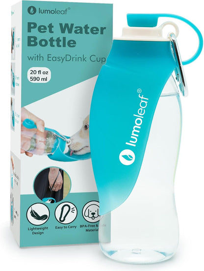 Lumoleaf Dog Water Bottle for Walking, Portable Pet Water Dispenser with Foldable Leaf Bowl – Lightweight Travel Bottle for Small & Medium Dogs, 20 Fl Oz1