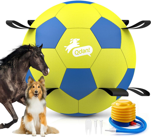 QDAN Dog Toys Dog Balls, 6 Inch Dog Soccer Ball with Straps, Herding Balls | Dog Birthday Toy, Balls for 20-40Lbs Dogs, Outdoor Puppy Toys to Keep Them Busy, Interactive Toy for Tug, Pool Water Toy Ball26