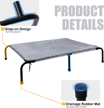 Outdoor Dog Elevated Bed with Plush Mat, Raised Dog Beds,Pet Cot Hammock(L) | Durable Washable Raised Dog Bed, Indestructible Elevated Cooling Dog Beds,Durable Dog Cot Bed, Lifted outside Dog Hammock Bed6