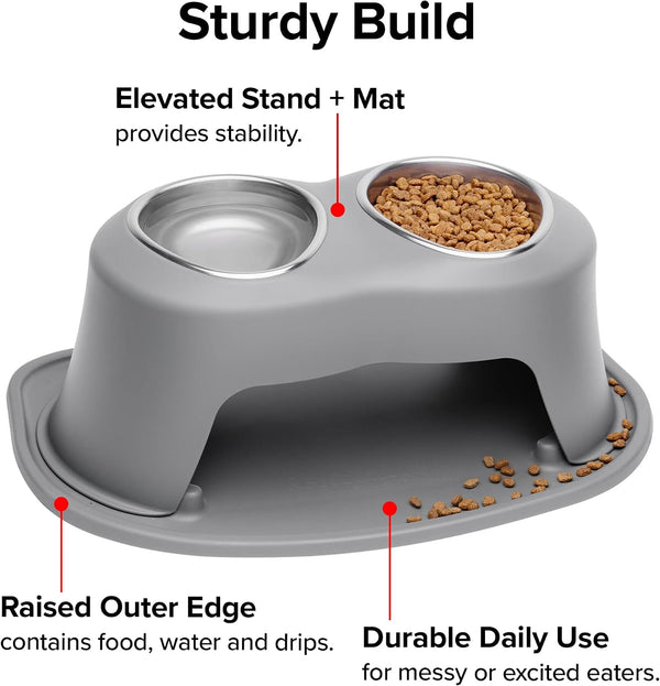 Weathertech Double High Pet Feeding System - Elevated Dog/Cat Bowls - 8 Inch High Dark Grey (DHC3208DGDG)6