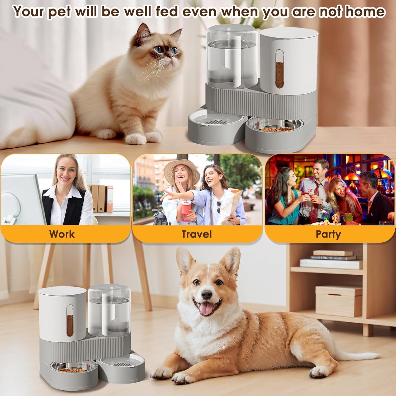 2-in-1-automatic-gravity-cat-dog-feeder-and-water-dispenser-with-304-stainless-steel-bowls-360-degree-rotatable-auto-food-with-2-specialized-brushes-for-small-medium-pet-dog-puppy-kitten-gray