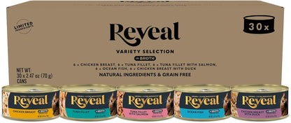 Reveal Fish Variety in Broth Wet Cat Food, 5-Flavor 30-Pack 2.47 Oz Cans | 100% Natural, High Quality Protein, Limited Ingredient, Grain Free, No Fillers, No Artificial Additives, No By-Products8