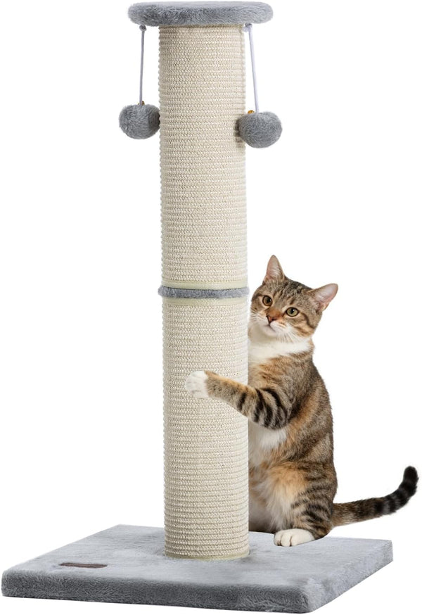 34" Cat Scratching Post with Replaceable Sisal Scratcher | Tall Cat Scratch Post for Indoor Cats Adults, Sturdy and Durable Large Scratching Post, Vertical Cat Post with Hanging Balls1