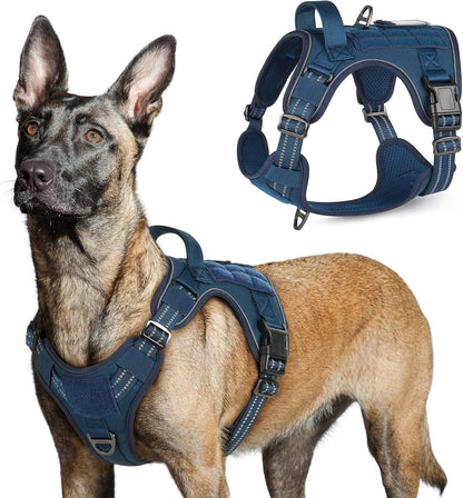 Rabbitgoo Tactical Dog Harness for Large, No Pull Military Service Vest | Molle & Handle, Heavy Duty, Adjustable, Reflective Straps, Easy Control for Training Walking, Black, Large70