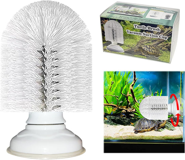 Turtle Brush with Suction Cup, Screw the Upgraded Turtle Scrub Brush Tightly on the Glass, It Is Not Easy to Fall off and Slide, Helping the Turtle Remove Dirt on the Back and Abdomen.1