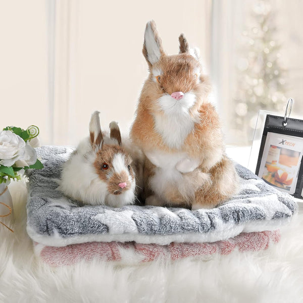 Small Animal Bed Mat, Soft & Warm, Suitable for Guinea Pig, Hamster, Rabbit, Rat and Bearded Dragon (X-Large(13.3''X9.4''), Star Grey)7