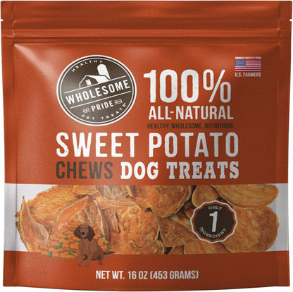 Wholesome Pride Healthy Sweet Potato Chews – Sensitive Stomach Dog Treats, No Preservatives, Single-Ingredient, No Grain, 16 Oz1