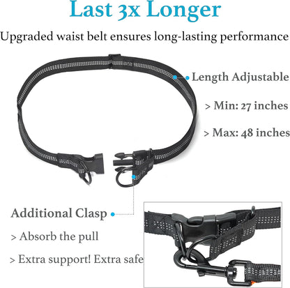 Iyoshop Retractable Hands Free Dog Leash - Dual Handle Bungee Waist Leash for Small, Medium and Large Dogs (Medium/Large, 25-150 Lbs, Black)3