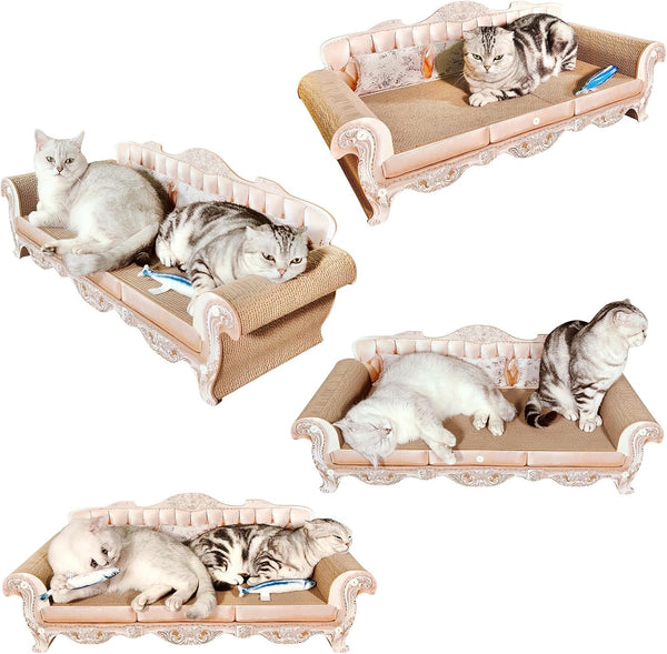 Miwoowim 31.5" Extra Large Cat Scratcher Sofa, Durable Cardboard Lounge Bed | Luxury Durable Corrugated Scratching Board Couch for Big Cats, Infinity Modern Stylish Lounger, Protects Furniture5