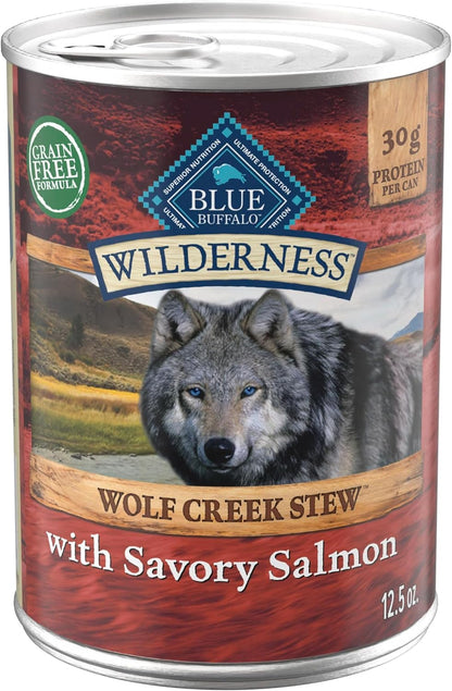 Blue Buffalo Wilderness Grain Free Adult Wet Dog Food, Wolf Creek Stew with Hearty Beef, 30G Protein per Can, 12.5 Oz. Can (Pack of 12)14