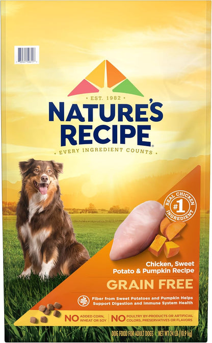 Nature’S Recipe Grain Free Chicken, Sweet Potato & Pumpkin Recipe Dry Dog Food, 24 Lb. Bag1