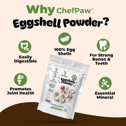 8Oz Chefpaw Eggshell Powder for Dogs – Natural Calcium Supplement for Bone Health - Free Chefpaw Nutrition App Access – 100% Powderized - Safe for Homemade and Raw Dog Food Diets4