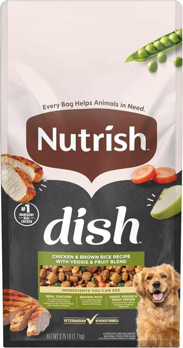 Nutrish Dish Chicken & Brown Rice Recipe with Veggie & Fruit Blend Dry Dog Food, 3.75 Lb. Bag (Rachael Ray)1