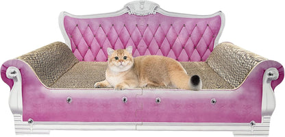 Luxury Cardboard Cat Scratcher Sofa Bed, Couch Shaped Scratching Board, Scratch Lounge with Catnip, Scratcher for Indoor Cats Large Grey13