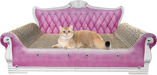 Luxury Cardboard Cat Scratcher Sofa Bed, Couch Shaped Scratching Board, Scratch Lounge with Catnip, Scratcher for Indoor Cats Large Grey13