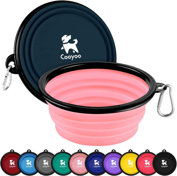 COOYOO Collapsible Dog Bowl,2 Pack Collapsible Dog Water Bowls for Cats Dogs,Portable Pet Feeding Watering Dish for Walking Parking Traveling with 2 Carabiners13