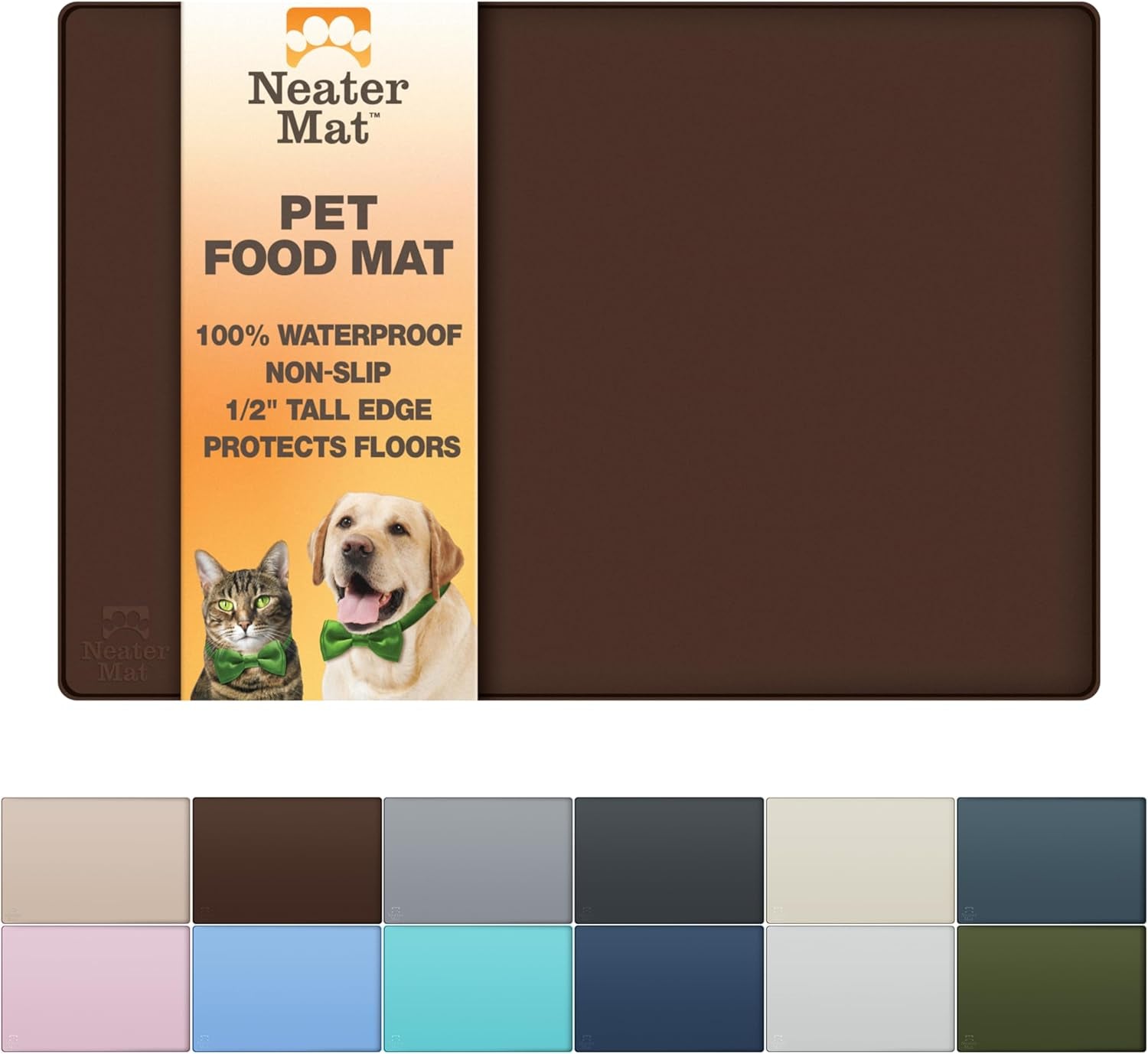neater-pet-brands-neater-mat-pet-mats-for-food-and-water-cat-dog-bowl-mat-waterproof-silicone-feeding-tray-dog-food-mats-for-floors-placemat-w-raised-edge-for-under-bowls-16-x-10-cappuccino