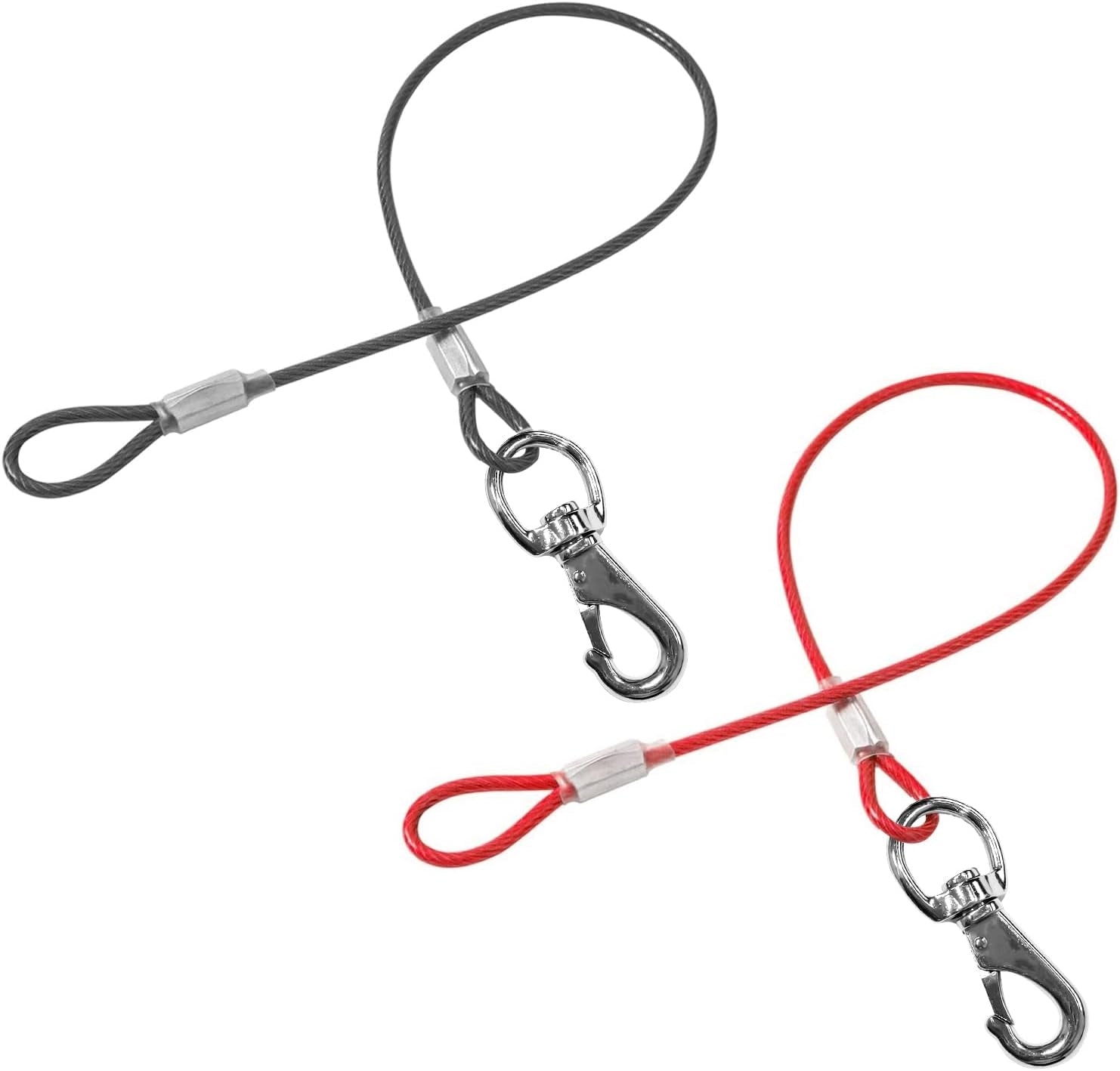 chew-proof-dog-leash-2pack-metal-cable-lead-no-tangle-multiple-dog-leashes-for-small-and-medium-dogs-heavy-duty-leash-extender-for-collars-harnesses2-pack-black-20in-50cm
