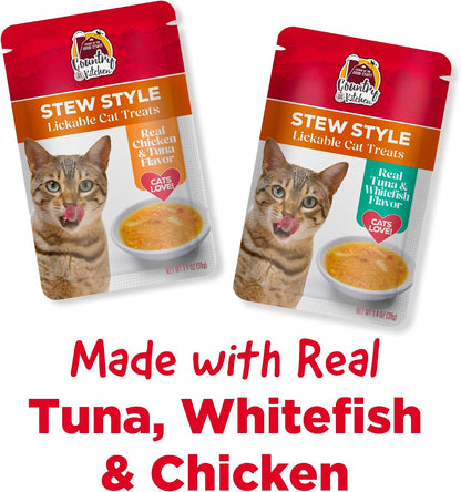 Country Kitchen Stew Style Lickable Cat Treats, 2 Flavor Variety Pack, Includes Tuna & Whitefish and Chicken & Tuna Made with Real Meat, 5 Oz. Tubes, 12 Count2