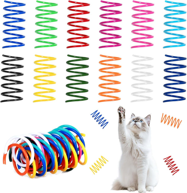 60 PCS 12 Colors Cat Spring Toys, Cat Spiral Springs for Indoor Cats, Kittens Toys Plastic Coil for Swatting, Biting, Hunting1