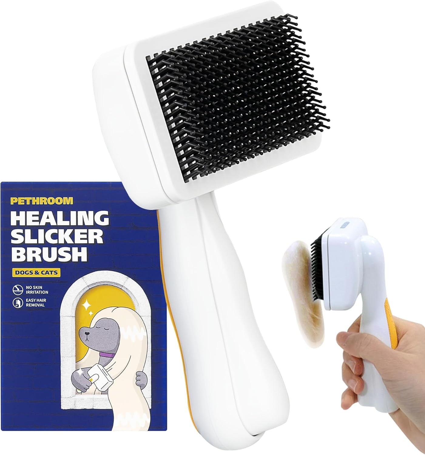 pethroom-self-cleaning-slicker-brush-for-dogs-cats-gentle-grooming-deshedding-tool-removes-mats-tangles-skin-friendly-coated-tips-one-touch-hair-removal-button