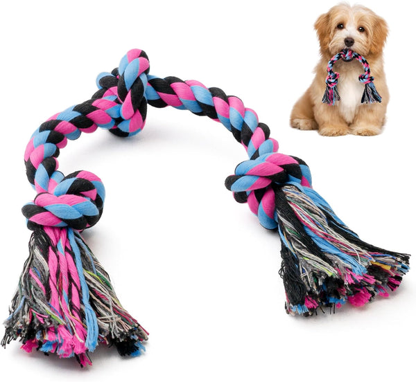 SHARLOVY Large Tough Chew Toys for Aggressive Chewers Large Breed,Heavy Duty Dental Rope Toys Kit for Medium Dogs,5 Knots Indestructible Cotton Puppy Teething Chew Tug Toy Set of 919
