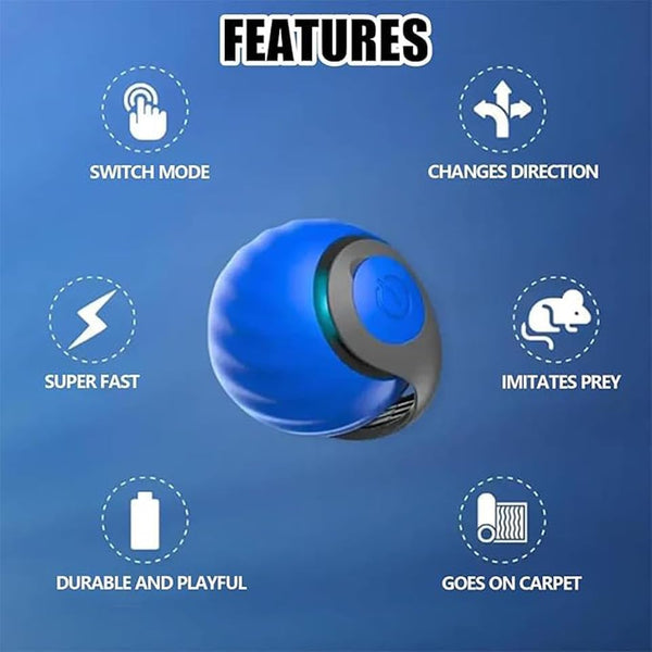 2Packs Speedy 2.0 Tail Cat Toys for Bored Indoor Adult Cats,2025 New Generation Interactive Cat Toys for Indoor Cats,Automatic Moving Ball with Tail,Blue and Orange5