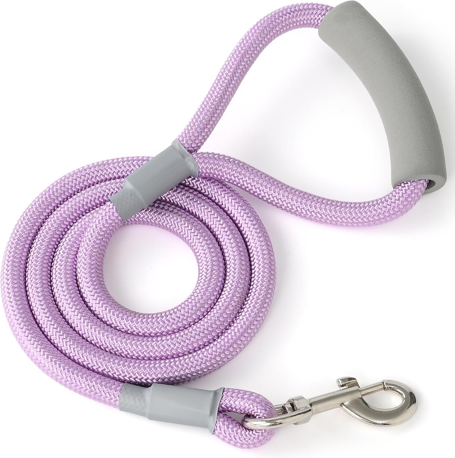 mile-high-life-dog-leash-6ft-x-1-2in-pink-with-padded-handle-heavy-duty-nylon-rope-leash-with-soft-handle-steel-tips-comfortable-grip-for-daily-walks-with-small-to-large-dogs