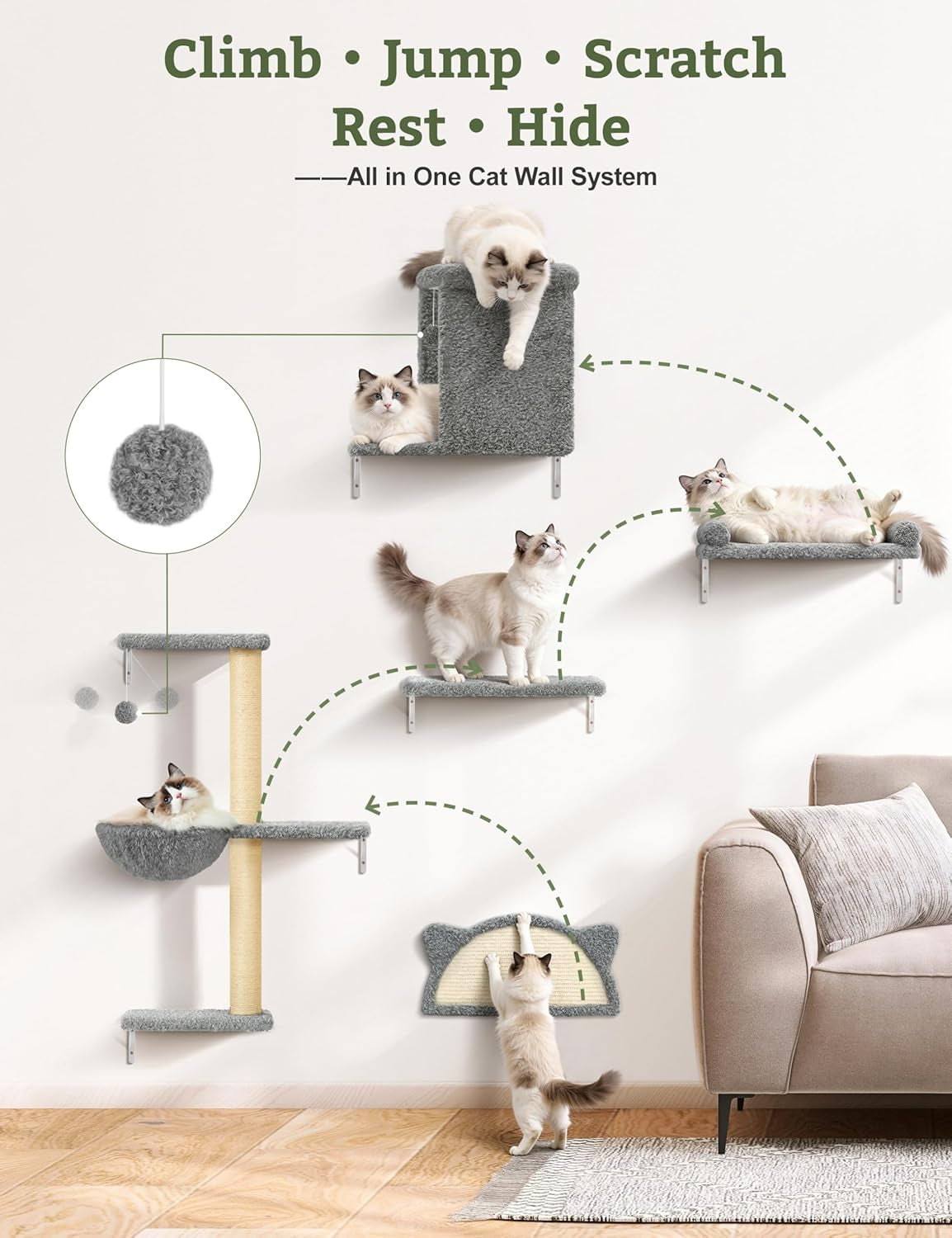 5-in-1-cat-wall-shelves-solid-wood-cat-wall-furniture-set-for-indoor-cats-44-lb-per-shelf-72-hour-load-tested-pre-drilled-fits-16-in-stud-drywall-solid-walls-for-small-to-medium-cats