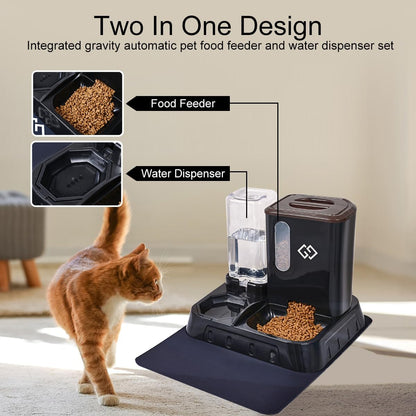 Gravity Cat Feeder & Automatic Water Dispenser – 3-In-1 Cat Feeding Station with Absorbent Feeding Mat, Spill-Proof Automatic Cat Feeder for Indoor Cats, Small Dogs & Multi-Pet Homes5