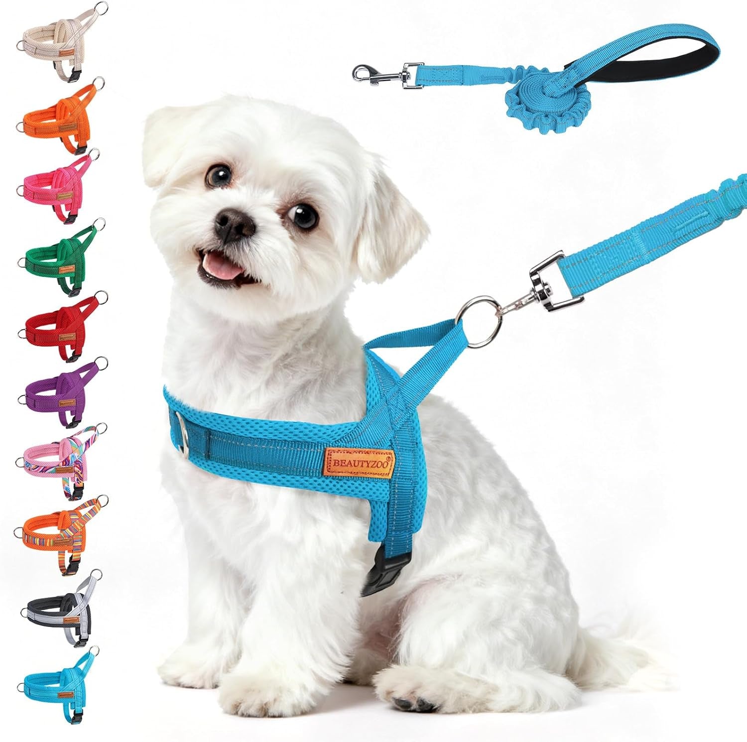 beautyzoo-dog-harness-no-pull-quick-fit-dog-harness-and-leash-set-escape-proof-vest-harness-with-soft-handle-reflective-breathable-mesh-padding-harness-for-medium-size-dog-training-walking-beige-m